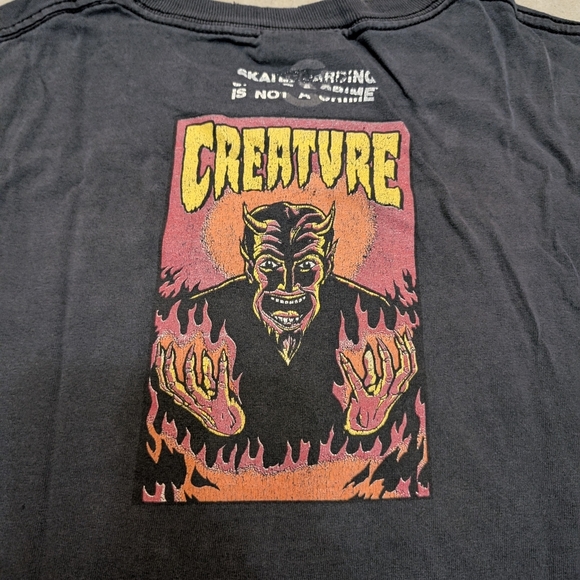 VTG 90s Creature Skateboarding Shirt Mens L? Fading Flaws NHS - Picture 9 of 11